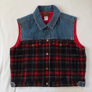 Pendleton Blue Denim Vest with Bold Red Interior